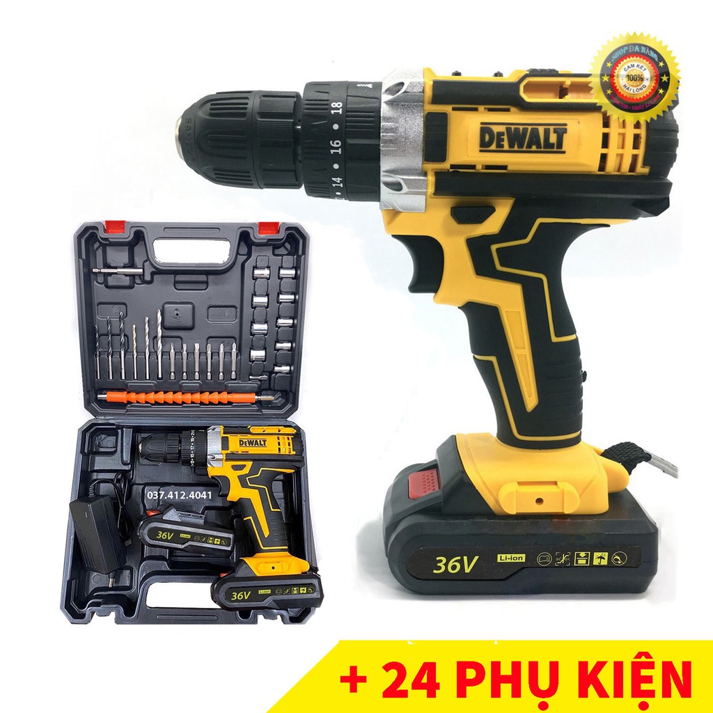 Máy khoan pin 36V 3 chức năng, 100% lõi đồng, Tặng 24 chi tiết phụ kiện