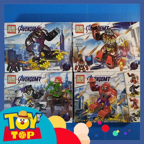 Đồ chơi lắp ráp BigFig siêu anh hùng Hulk, Black Panther, Batman, Spiderman xếp hình PRCK 64060