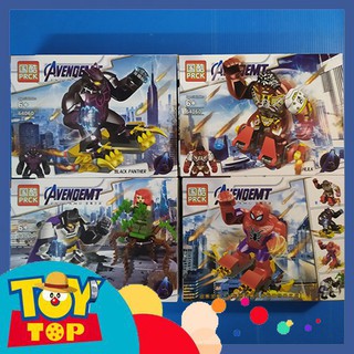 [Một hộp] Đồ chơi lắp ráp BigFig siêu anh hùng Hulk, Black Panther, Batman, Spiderman xếp hình PRCK 64060