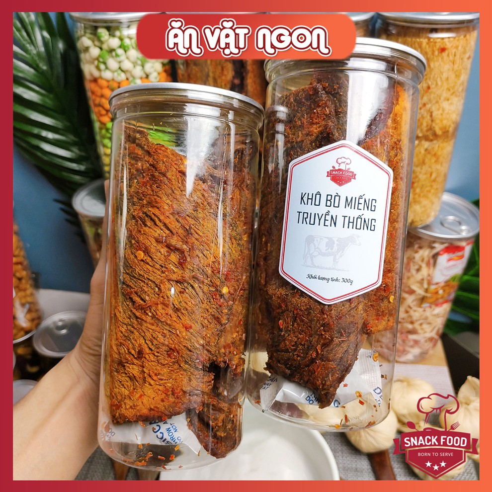 [Mã GROXUAN1 giảm 8% đơn 150K] KHÔ BÒ MIẾNG mềm Hồng Ngự, hủ pet 300gr, Snack Food