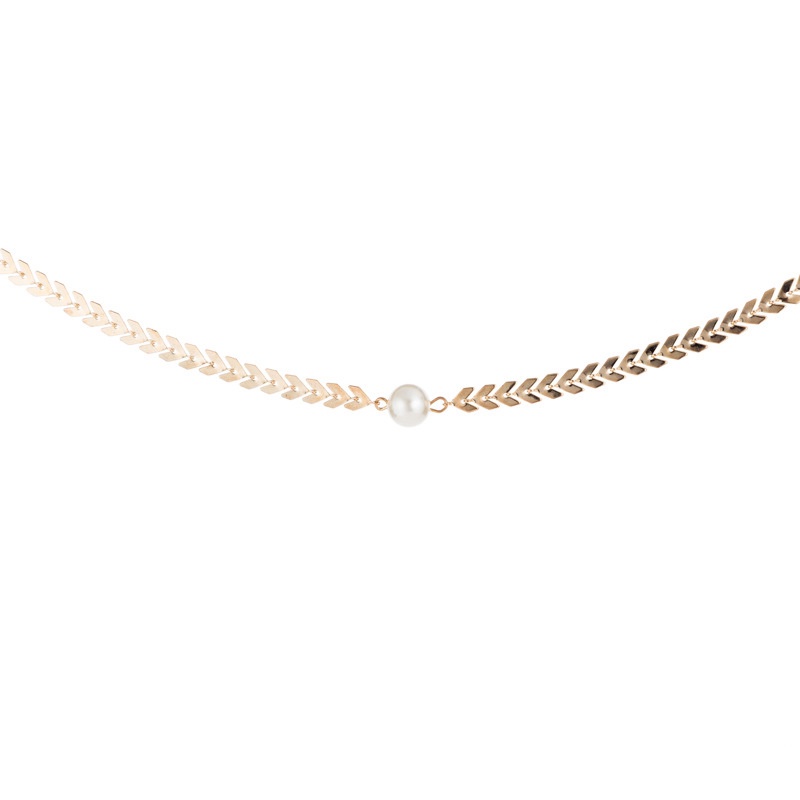 Vòng Cổ Choker Hình Xương Cá Và Ngọc Trai Thời Trang Hàn Quốc