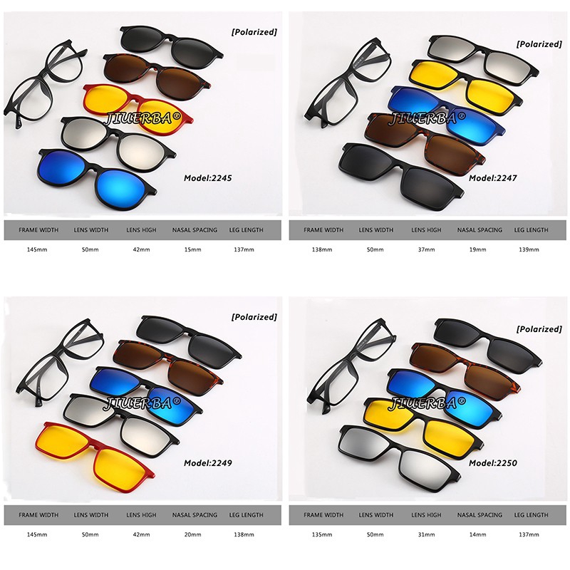 Mắt kính râm gồm 1 gọng và 5 tròng