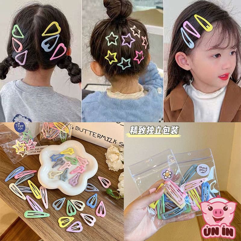 Set Kẹp Tóc Cho Bé - Kẹp tóc bé gái Nhựa bấm nhiều màu dễ thương phong cách Hàn Quốc có túi zip đựng siêu xinh