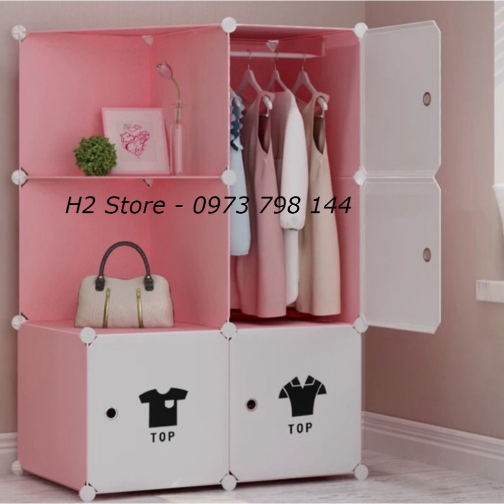 XƯỞNG TỦ NHỰA LẮP GHÉP 6 Ô (GỒM 2 KỆ GÓC) CỬA QUẦN ÁO THỜI TRANG ĐA NĂNG THÔNG MINH sâu 47cm