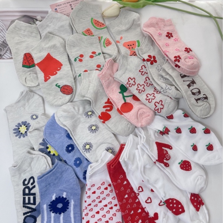 Tất cổ ngắn nam nữ vớ cố thấp SET 6 ĐÔI thời trang hàn quốc đẹp giá rẻ cotton kháng khuẩn MRSOCKS VN079