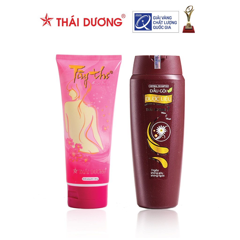 Bộ sản phẩm Dầu gội dược liệu Thái Dương 7 200ml/480ml &amp; Sữa tắm Tây Thi 200ml/480ml