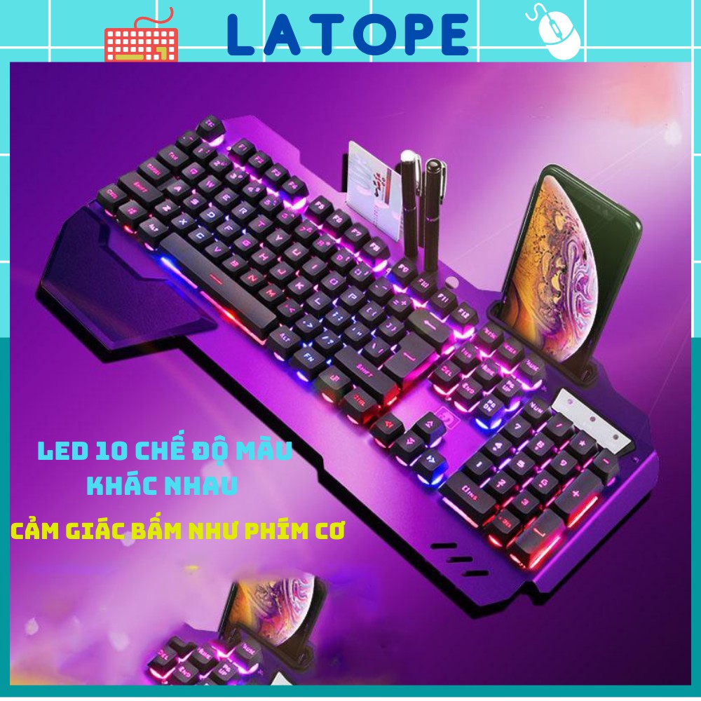 Bàn phím giả cơ gaming Latope bàn phím máy tính chơi game Full LED K618