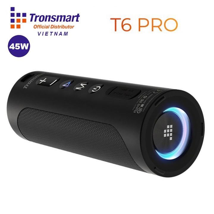 Loa Bluetooth 5.0 Tronsmart T6 Pro Công Suất 45W Chống nước IPX6 Ghép nối 2 loa - Hàng Chính Hãng