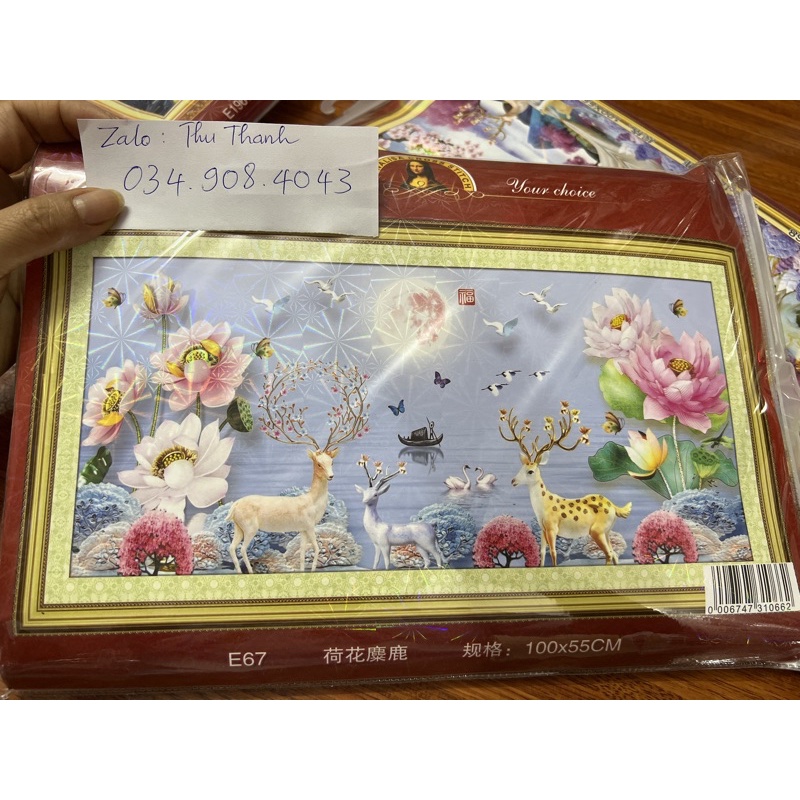 TRANH ĐÍNH ĐÁ PHONG CẢNH HƯƠU NAI TÀI LỘC YD3009 (150X70) 6284 (120X65) YD3008 (100X55) vs510 6292 6283 6290