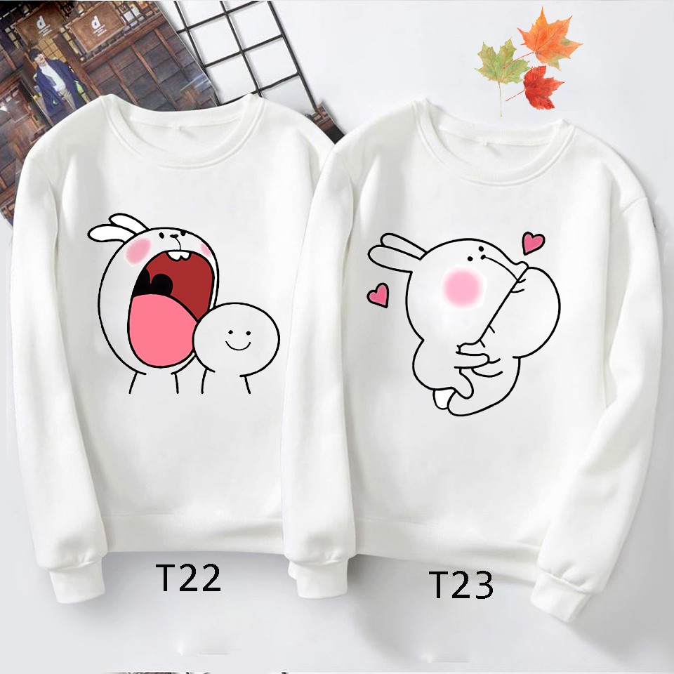 Áo nỉ đôi sweater nam nữ - áo đôi thu đông freesize từ 40kg-60kg