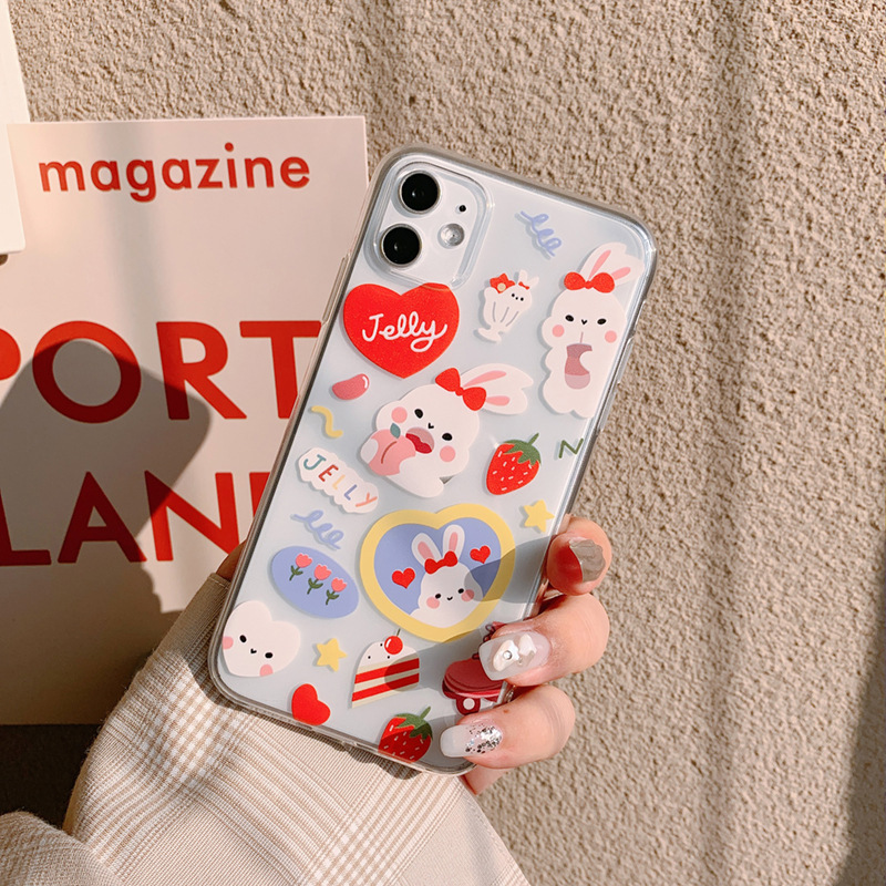 AirPods1/2 IPhone 7plus Fashion Korean Ins with the Same Girl Rabbit IPhone11pro Mobile Phone Case 8 Plus Iphone XsMax All-inclusive XR Soft 12iPhone Case