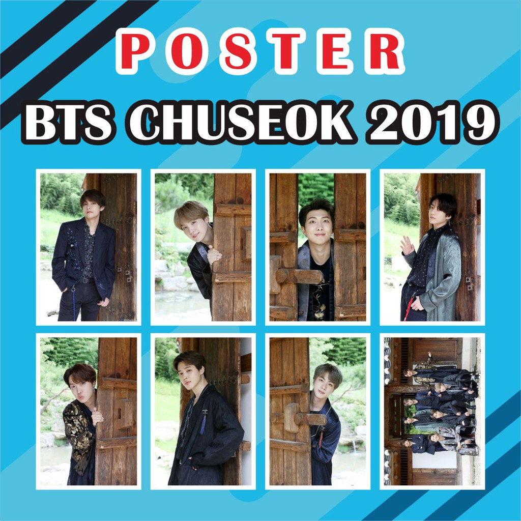 Áp Phích In Hình Bts Chuseok 2019 (size A3 +) Jhope Jimin Jin Jungkook Rapmon Suga Taehyung