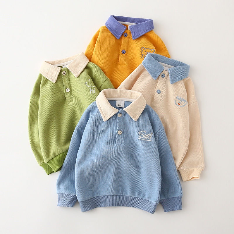 Áo Thun POLO Dài Tay Chất Liệu Cotton Cao Cấp Thời Trang Mùa Thu Dành Cho Bé Trai