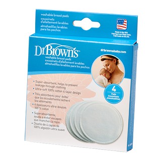 Miếng lót thấm sữa dùng nhiều lần Dr Brown's - Loại giặt được (Hộp 4 miếng)