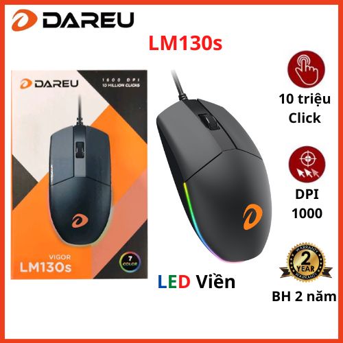 Chuột chơi game Dareu LM130s có LED - Dareu LM103 - Hàng chính hãng Mai Hoàng phân phối, bảo hành 2 năm