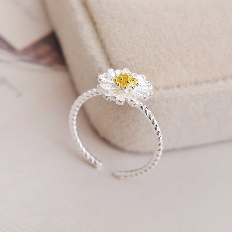 Nhẫn nữ hoa cúc họa mi nhỏ xinh, bạc S925 - N69