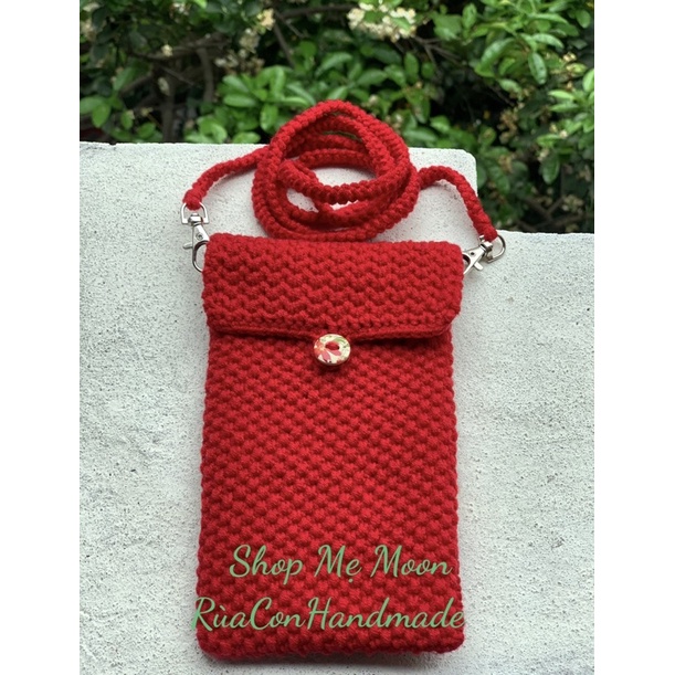 TÚI ĐỰNG ĐIỆN THOẠI bằng len Handmade - TẶNG móc treo hình HOA ngẫu nhiên