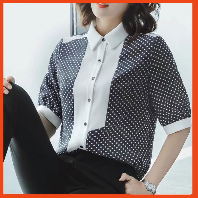 (mẫu mới) ÁO SƠ MI CHẤM BI TAY LỠ THỜI TRANG HÀN QUỐC-TP1816