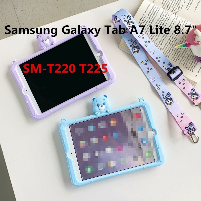 Ốp Máy Tính Bảng Silicon Mềm Chống Sốc Có Dây Đeo Vai Cho Samsung Galaxy Tab A7 Lite 8.7 "Sm-T220 T225 2021