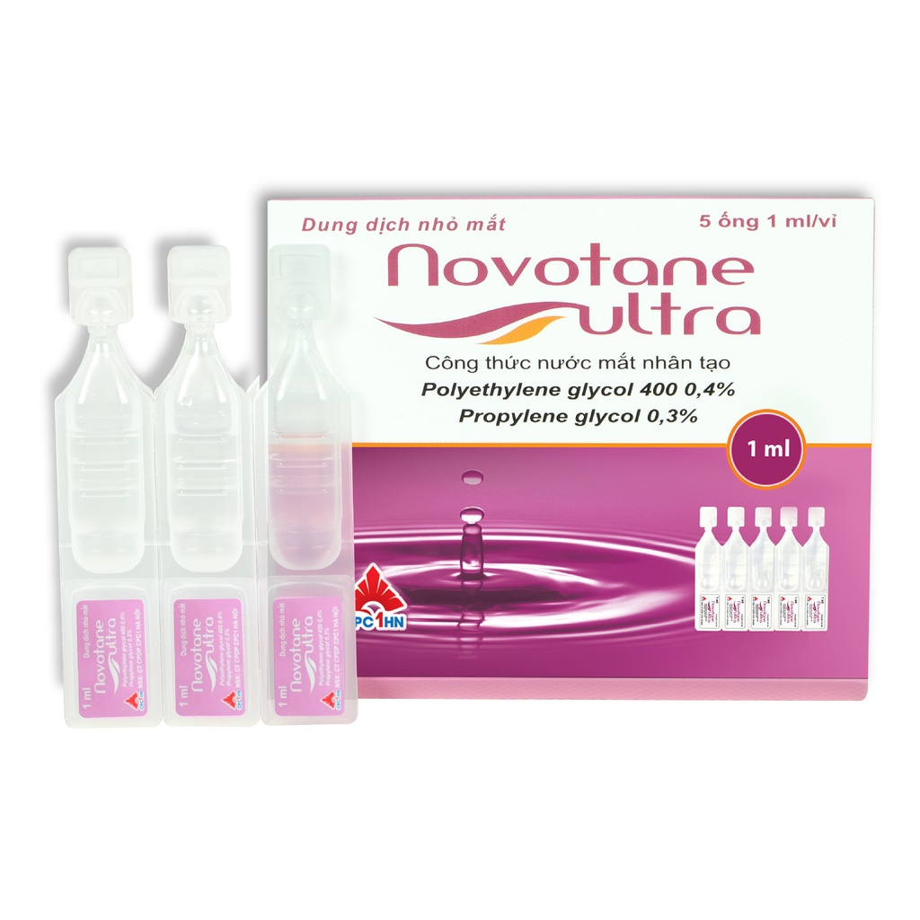 Combo nước mắt nhân tạo Novotane Ultra 1ml
