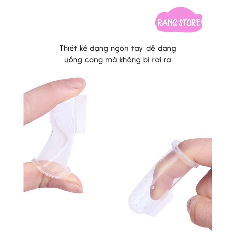 Bàn chải đánh răng cho bé và kết hợp rơ lưỡi dạng ngón tay chất liệu silicon mềm mại