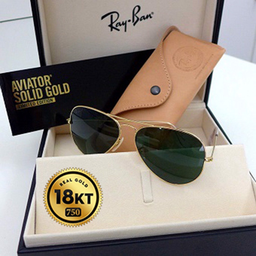 Kính mát Rayban RB3025K Aviator Solid Gold 18KARAT 160/N5 chính hãng