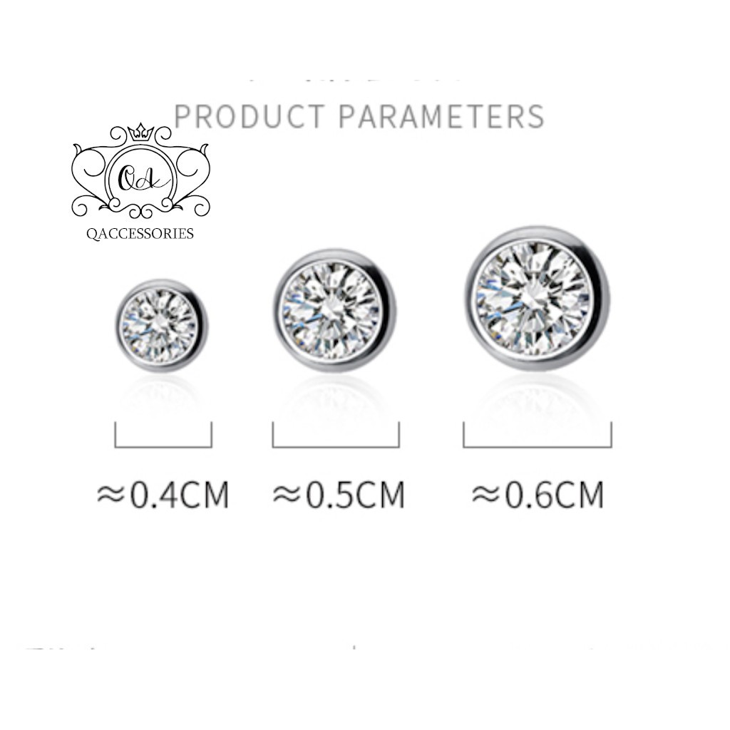 Bông tai bạc 925 nụ đá bản dày khuyên nam nữ tối giản S925 STUD Silver Earrings QA SILVER EA190807