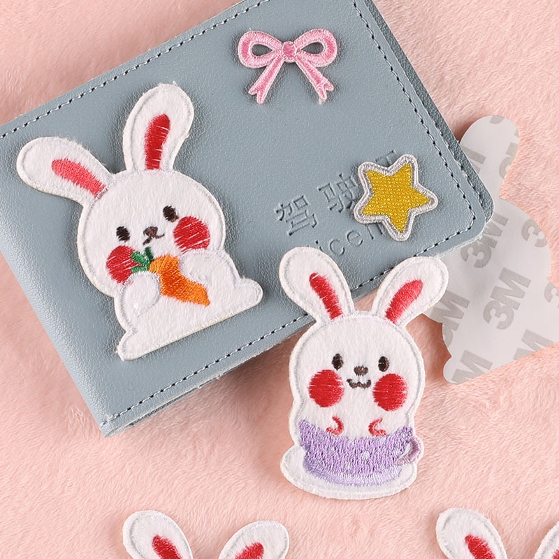 Miếng Dán Vải Thêu Tự Dính Họa Tiết Hoạt Hình Dễ Thương Dùng Trang Trí Túi Xách