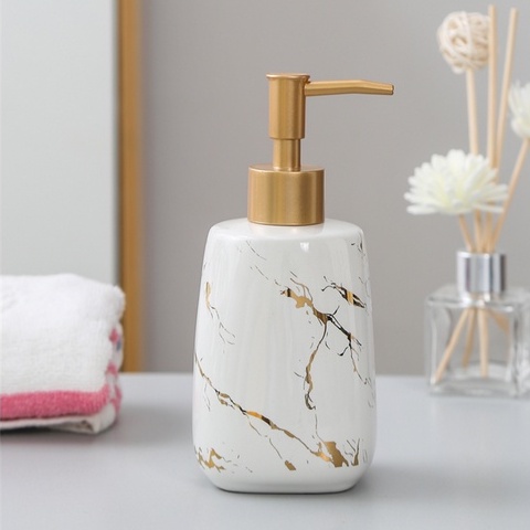 Bình Sứ Đựng Nước Rửa Tay, Chai Đựng Dầu Gội Sữa Tắm Gốm Sứ Cao Cấp 350ml Decor Nhà Tắm Khách Sạn Sang Trọng