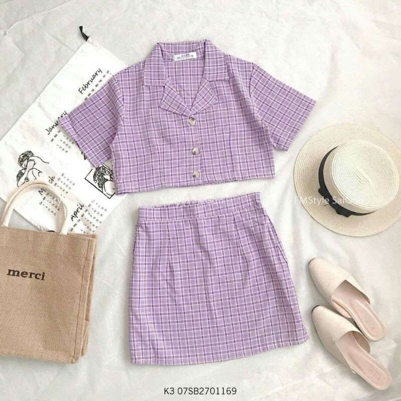 set croptop chân váy lưng chun siêu Hot giovamay5533