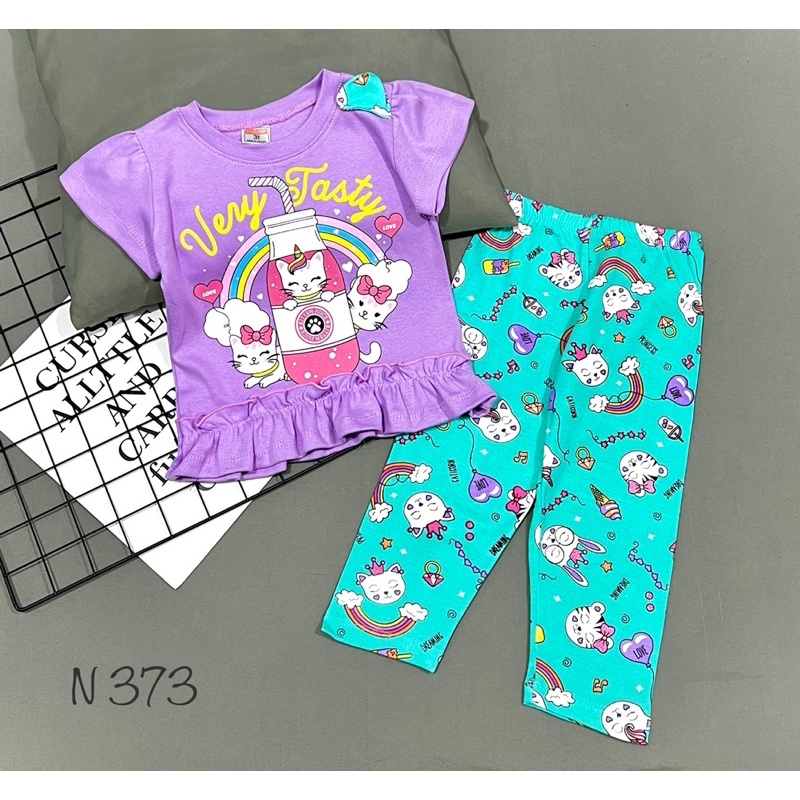 10-22kg | Bộ dài thu đông bé gái đính nơ vai, thun borip (có size lớn đến 35kg)