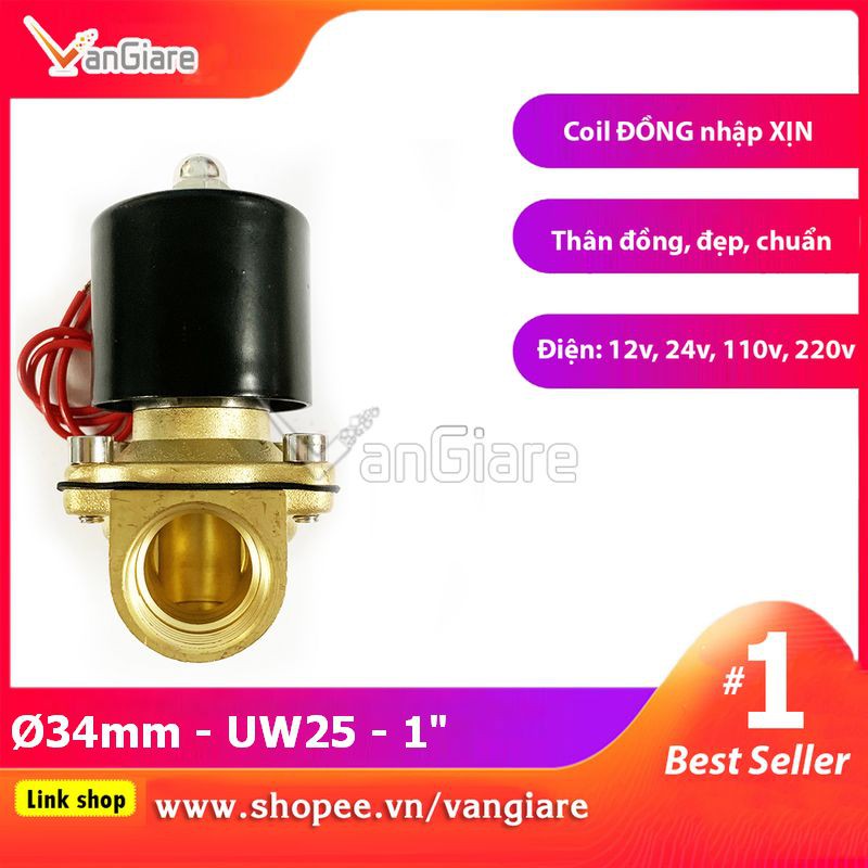 [Van đẹp, đúng hiệu] Van điện từ phi 34 UW25 UniD (Coil nhập Xịn)