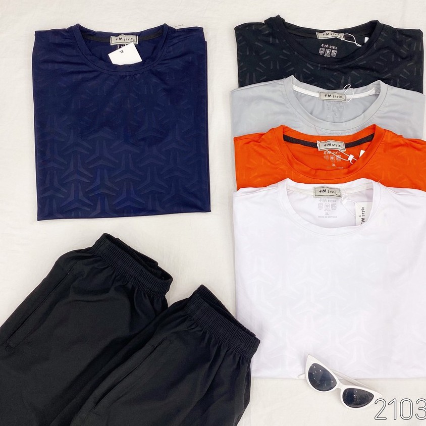 FM Style - Đồ Bộ Thể Thao Nam Mùa Hè 2021 Thun Lạnh Co Giãn 4 Chiều Vải Trơn Cổ Tròn 21031517 | BigBuy360 - bigbuy360.vn