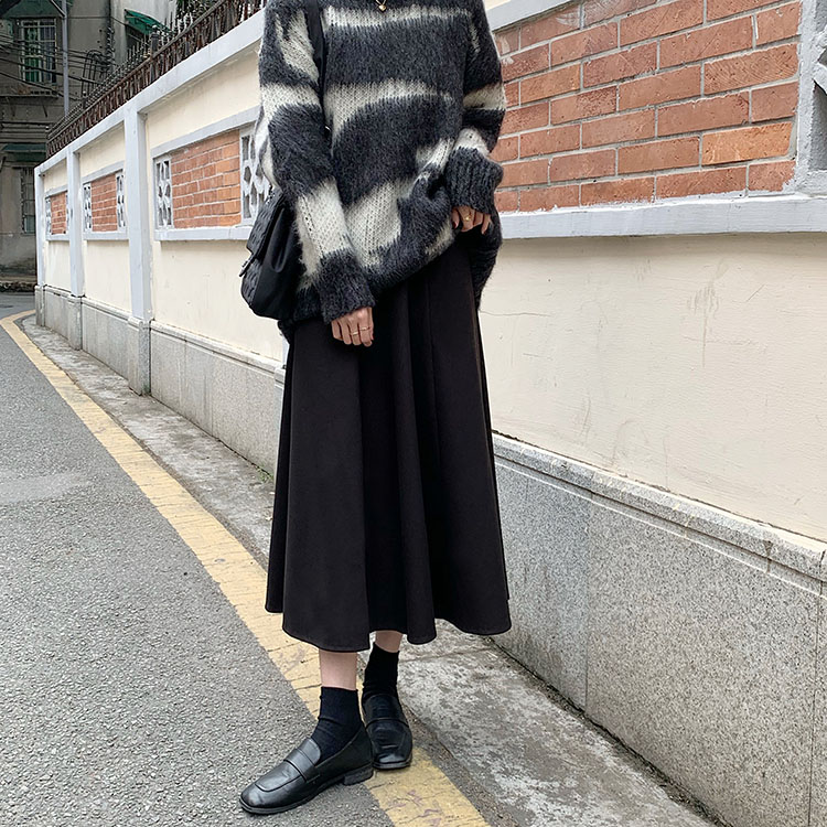 Chân Váy Midi Dáng Chữ A Lưng Cao Màu Trơn Xinh Xắn 39091