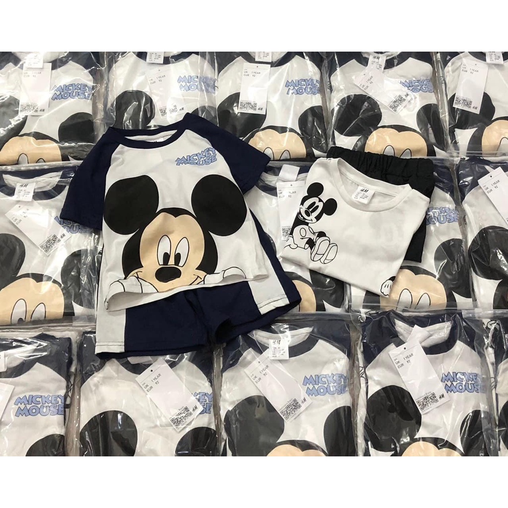 Combo 2 bộ thun cotton mềm mại Mialy Kids hình in Mickey cho bé (9-23kg) - Chất co dãn, mát mẻ