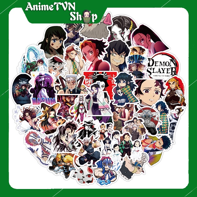 Miếng dán Sticker Anime Manga Kimetsu No Yaiba  trọn bộ 150 hình - In rõ ràng sắc nét khó tróc