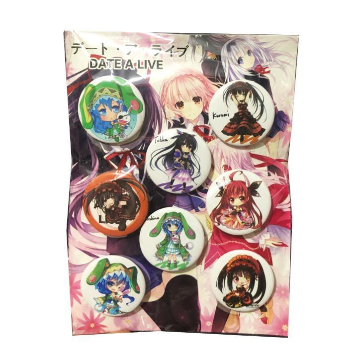 Bảng huy hiệu Date A Live 8 chiếc anime chibi dễ thương pin cài áo