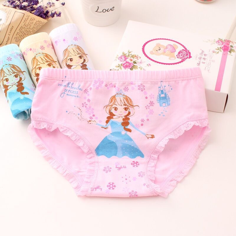 Set 4 Quần Lót Chất Liệu Vải Cotton Hình Tam Giác Dễ Thương Cho Bé