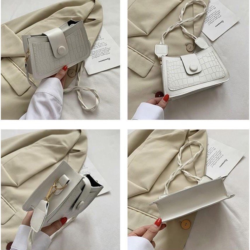 Túi Đeo Chéo Nữ Linh Store Túi Đeo Vai Mini Nắp Gỗ Vặn Thừng Ngăn Khóa Kéo Thời Trang Hàn Quốc - LS25