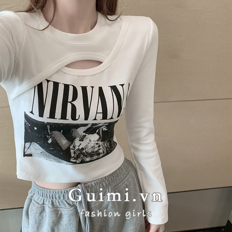 Áo Thun Nữ Tay Dài Giả Hai Lớp Thời Trang Quyến Rũ