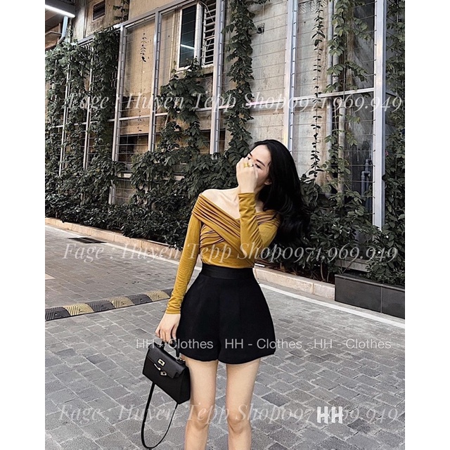 Áo trễ vai  chéo dài tay