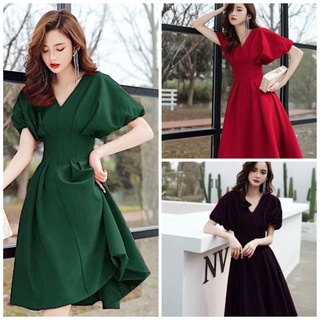 Đầm váy rêu cánh dơi xếp li 3 màu (kèm hình thật)