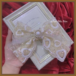 🎀 kẹp tóc nơ ren to sang chảnh -