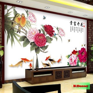 Decal dán tường Hoa mẫu đơn