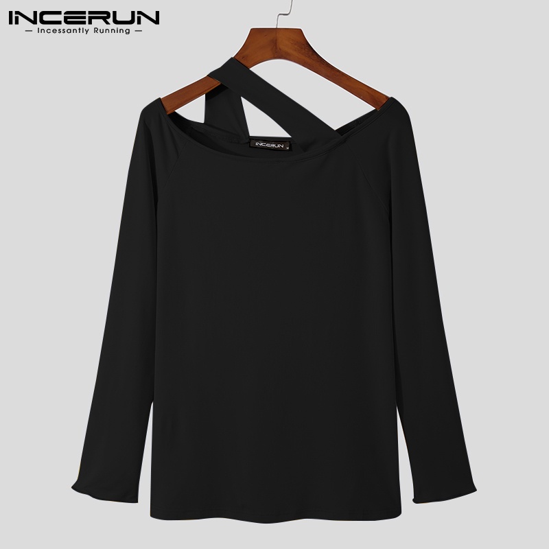 INCERUN Nam giới Dây đeo tay dài thông thường Hollow Out Áo thun co giãn