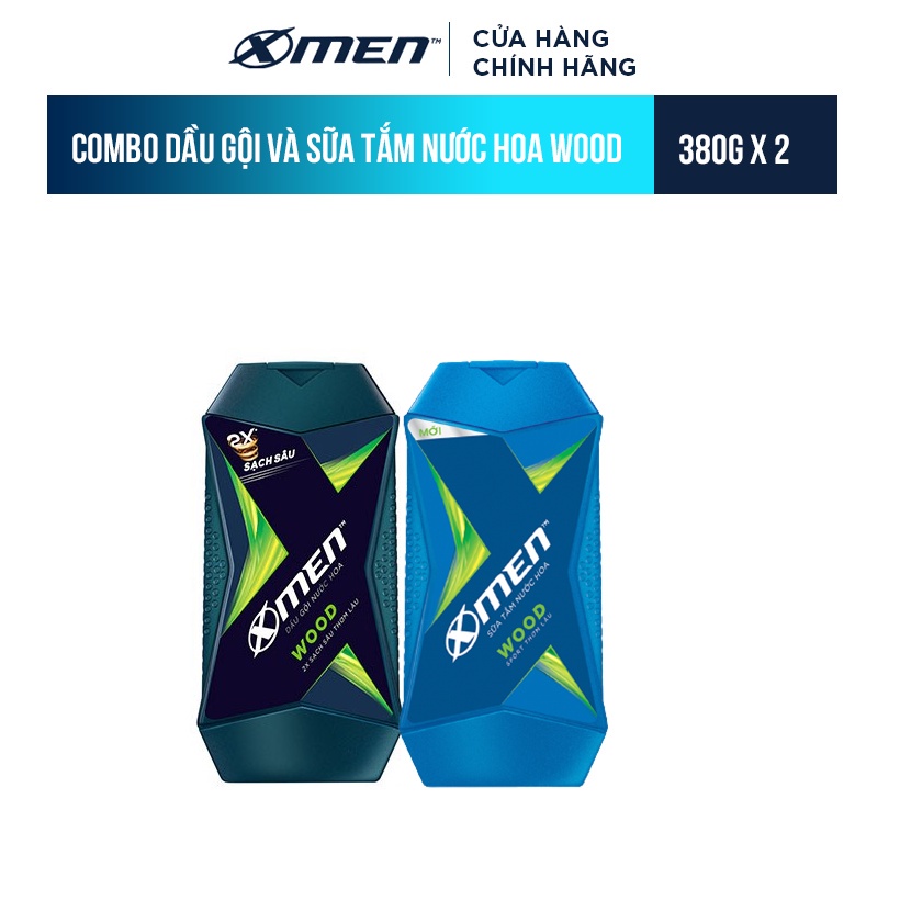 Combo Dầu gội và Sữa tắm Xmen Wood 380g/Chai