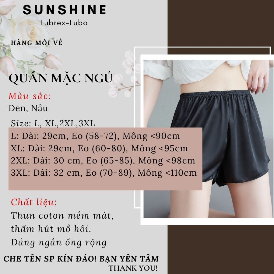 Quần short nữ mặc ngủ thoáng mát full size rẻ đẹp nâu đen SUNSHINE