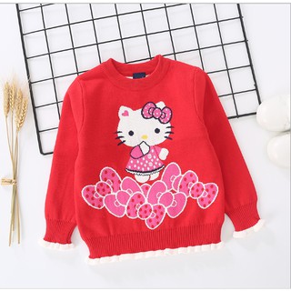 Áo len Mèo Kitty màu đỏ cho bé gái siêu xinh mới nhất 2018