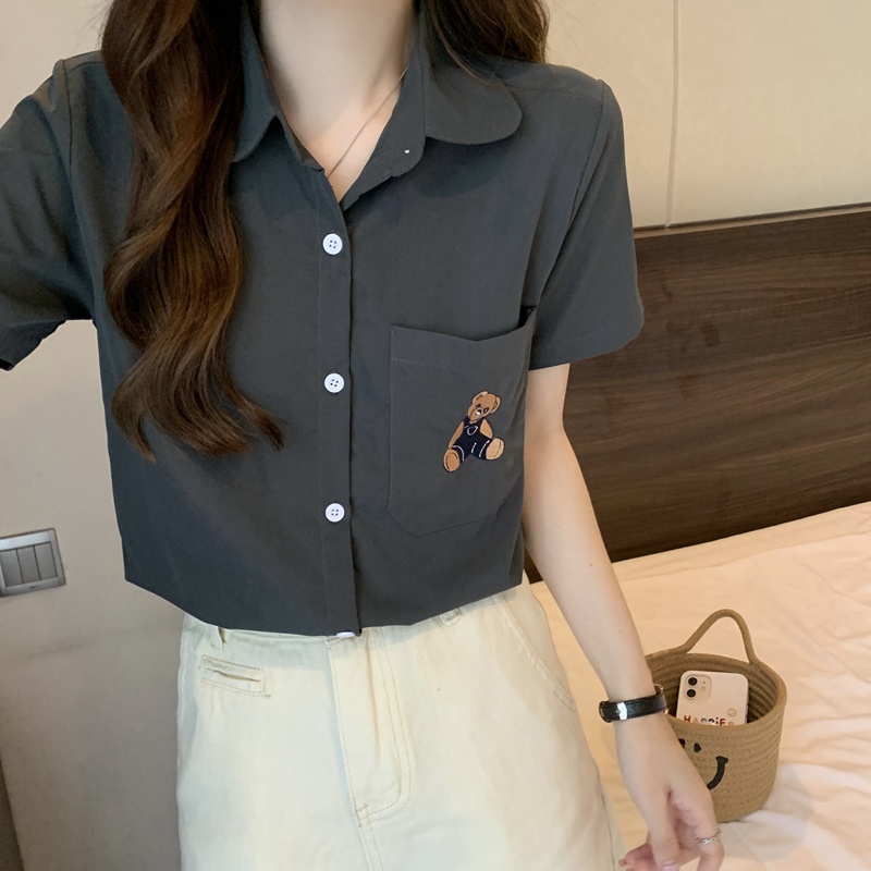 Áo sơ mi SUXI cổ polo tay ngắn dáng rộng đơn giản thời trang mùa hè dành cho nữ