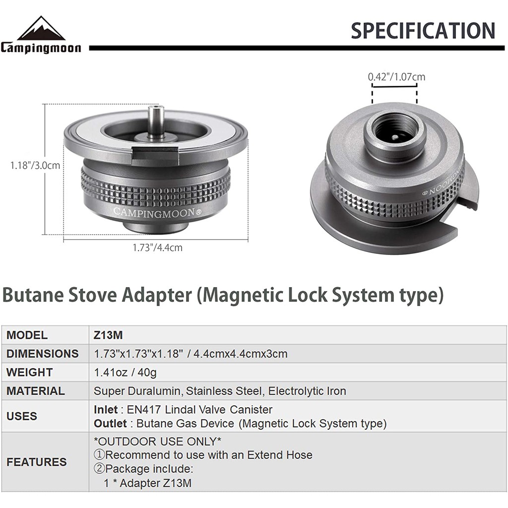Phụ kiện đầu chuyển bình gas mini ipb adapter Campingmoon Z13M